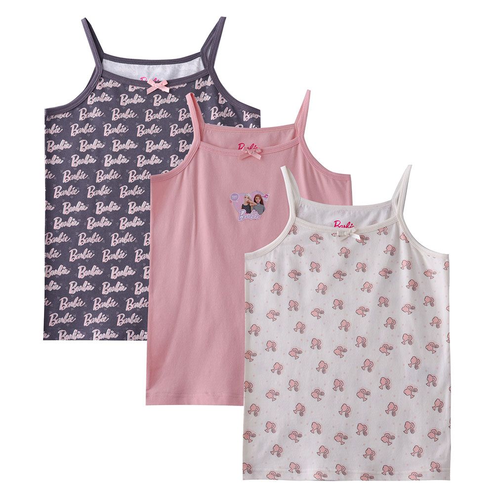 Barbie - 3pc-Set - Girl Printed Camisole - White/Pink