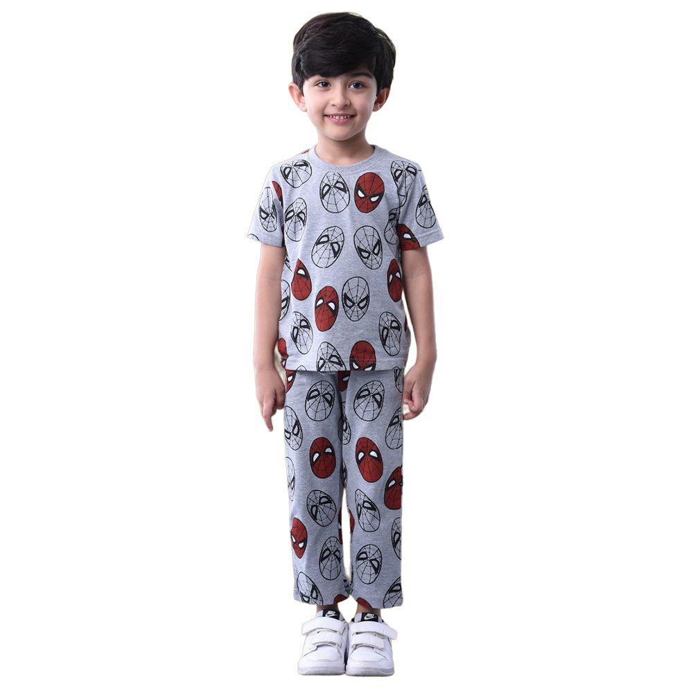 Spiderman - 2pc-Set - Boy Short Sleeve T-Shirt w/ Pyjama - Grey