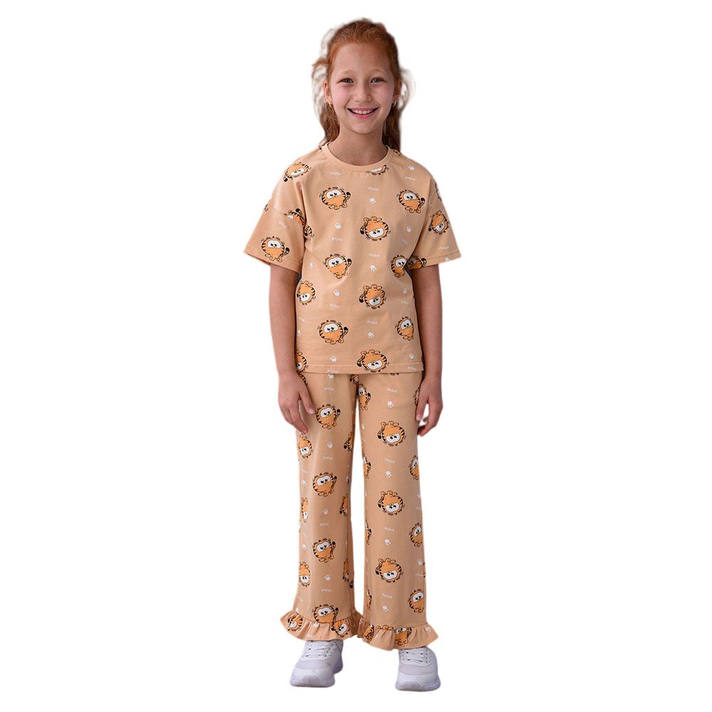 Garfield - 2pc-Set - Girl T-Shirt w/ Wide Leg Pants - Tan