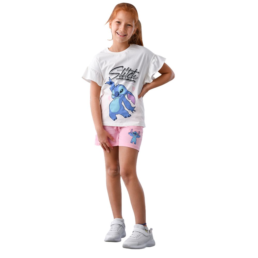 Disney - 2pc-Set - Girl Half Sleeve Top w/ Shorts - Off-White