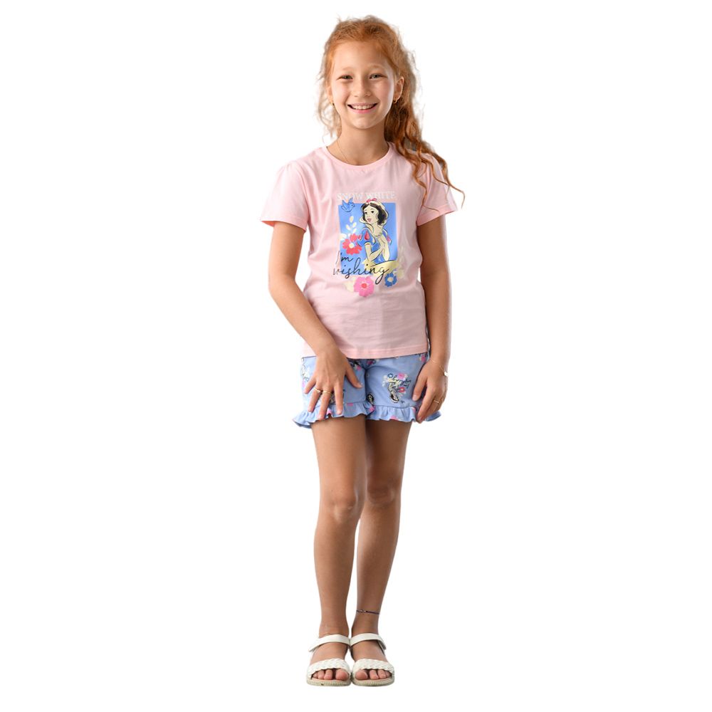 Disney - 2pc-Set - Half Sleeve Top w/ Shorts - Peach/Blue