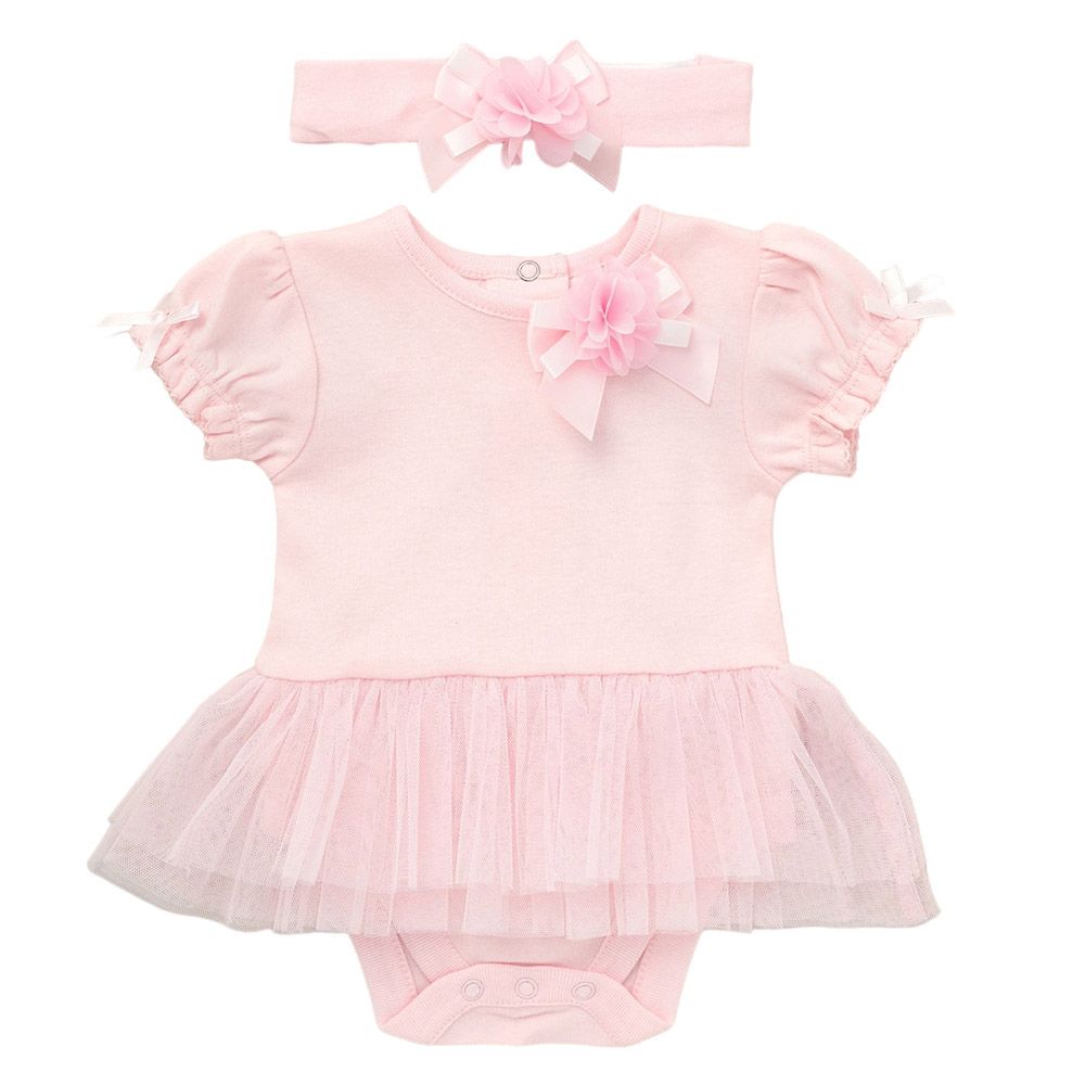 Lily & Jack - 2pc-Set - Baby Girl Bodysuit And Headband - Pink