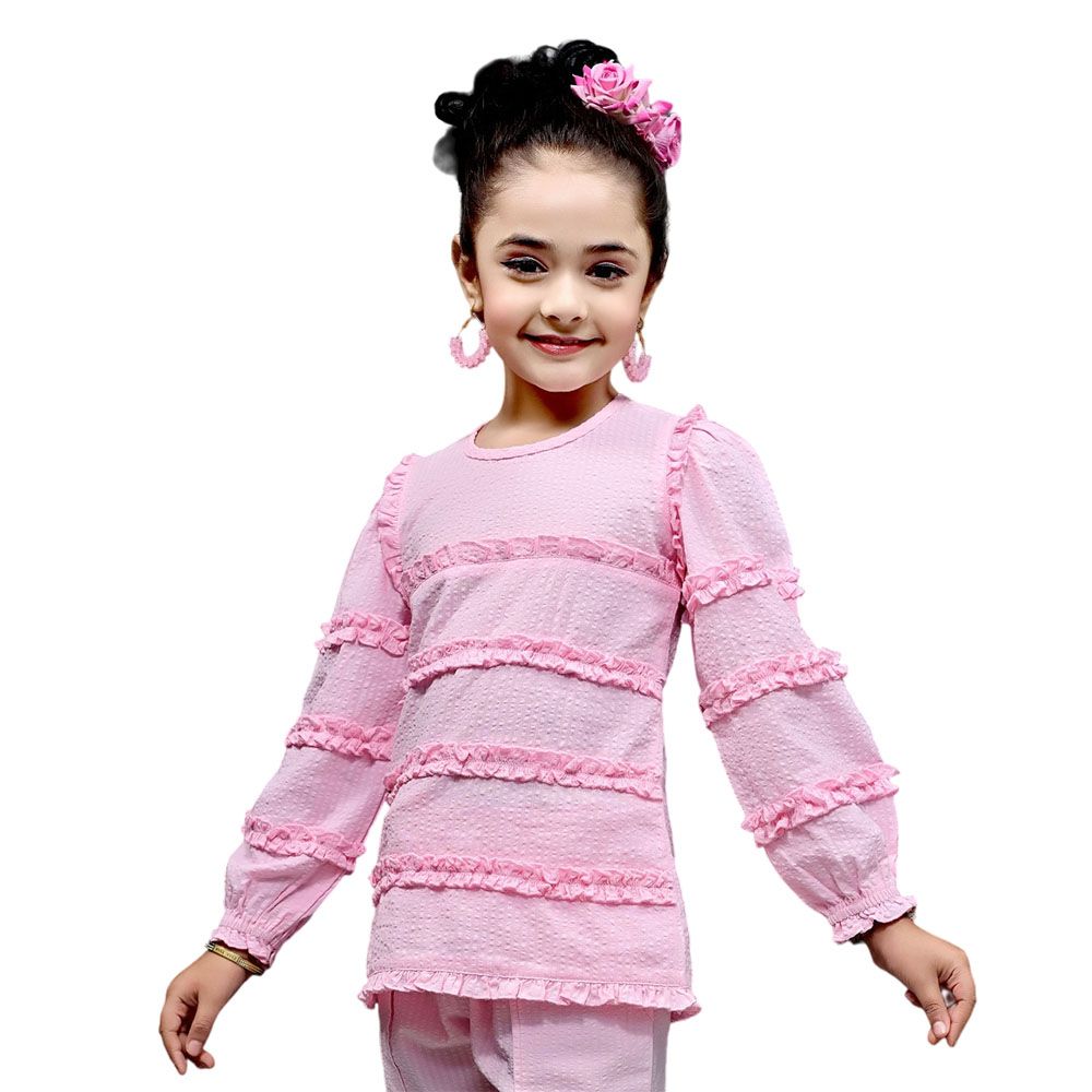 Nexgen Girls - Girl's Long Sleeve Plain Party Top - Pink