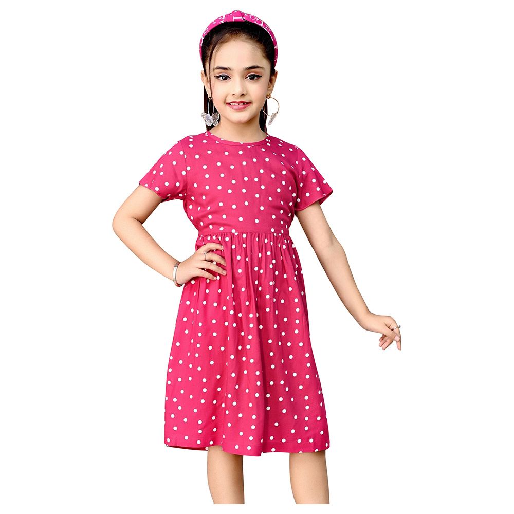 Flower Girl - Girl's Printed Dress - Fusia