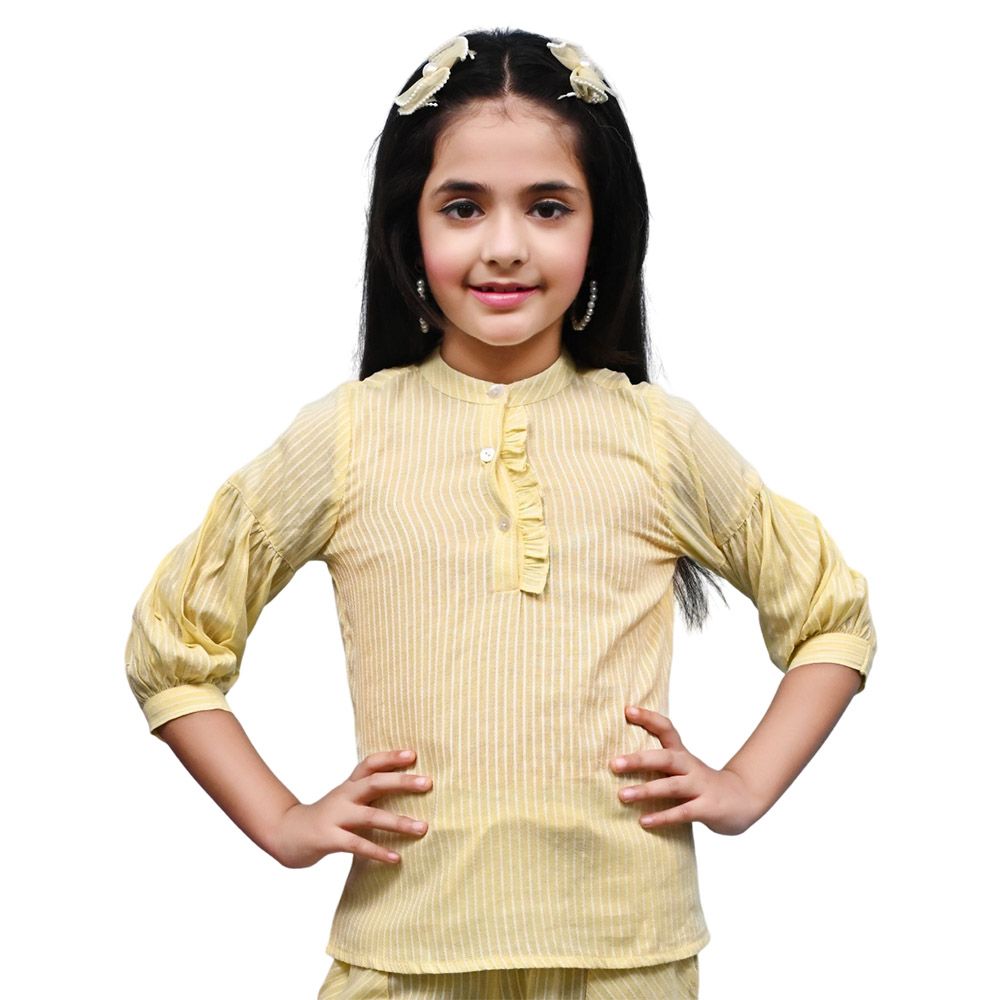 Nexgen Girls - Girl's Round Neck Plain Top -Lemon