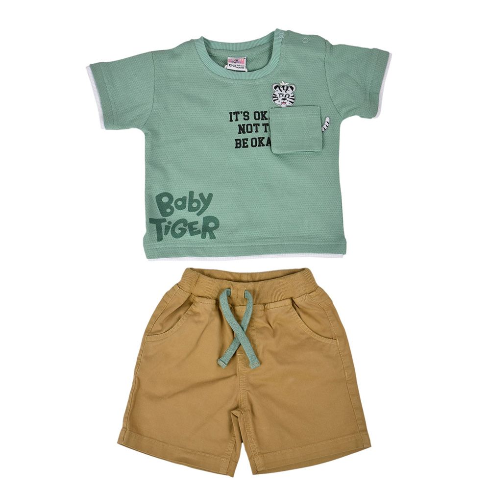 Smart Baby - 2pc-Set - Round Neck Tee w/ Bermuda Shorts - Green