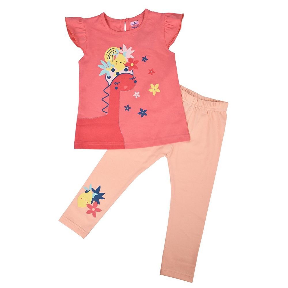 Smart Baby - 2pc-Set - Baby Girl Top w/ Leggings - Coral