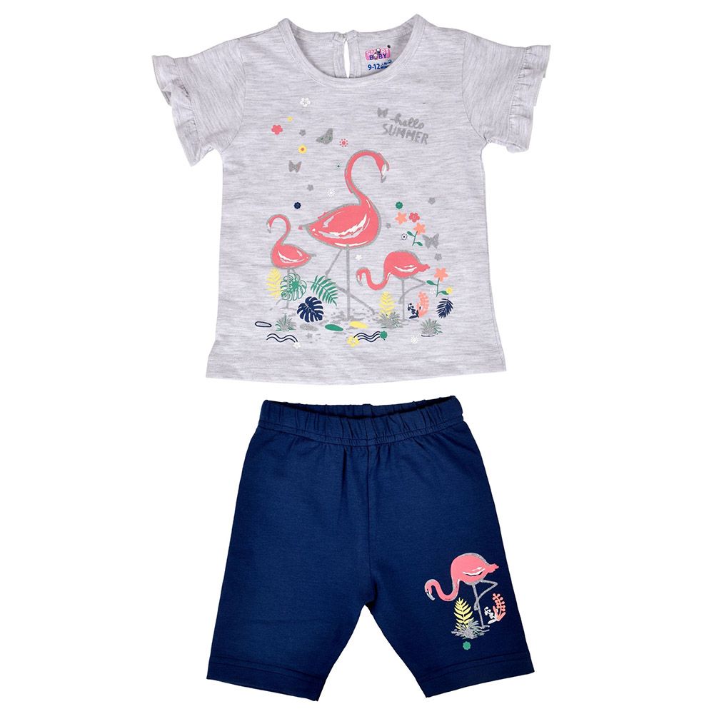 Smart Baby - 2pc-Set - Baby Girl Top w/ Shorts - Melange