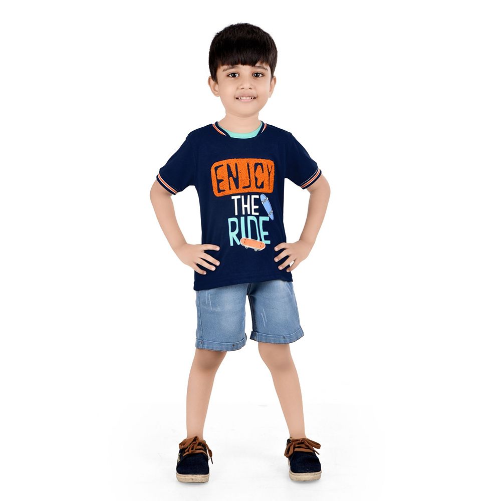 Genius - 2pc-Set - Boy's Half Sleeve T-Shirt w/ Bermuda Shorts - Dark Blue