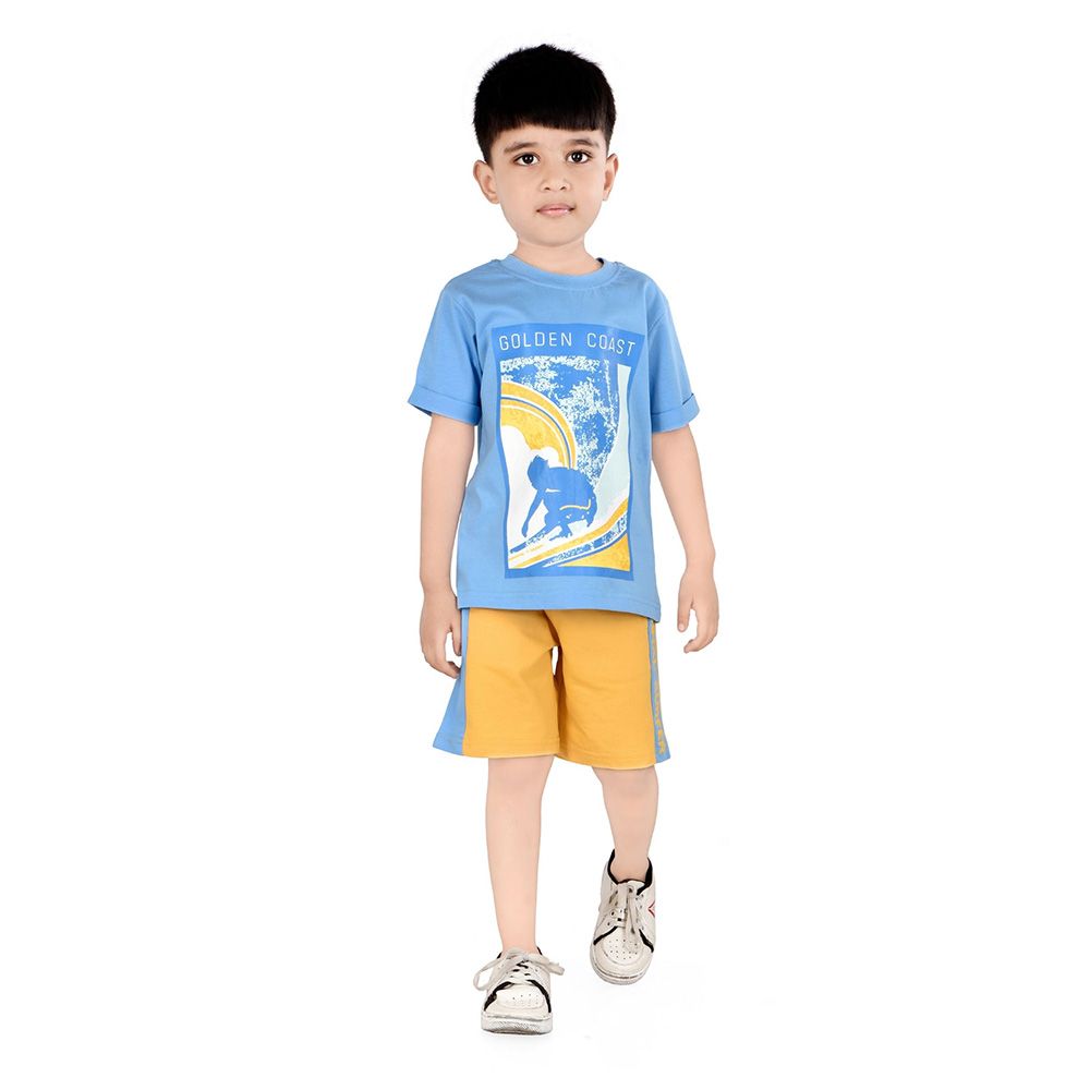 Genius - 2pc-Set - Boy's Half Sleeve T-Shirt w/ Bermuda Shorts - Blue/Yellow