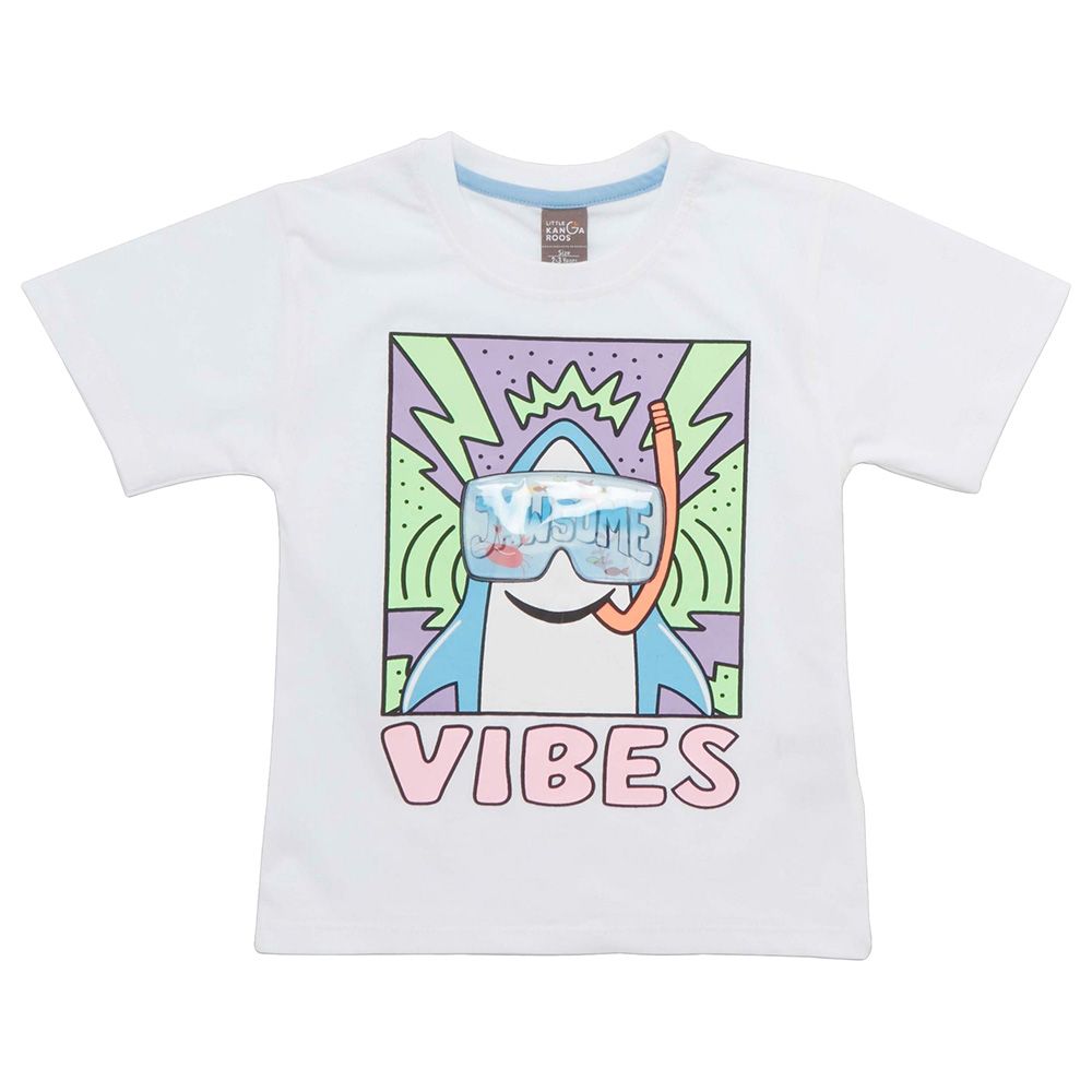 Little Kangaroos - Boy Jawsome Vibes Half Sleeve T-Shirt - White