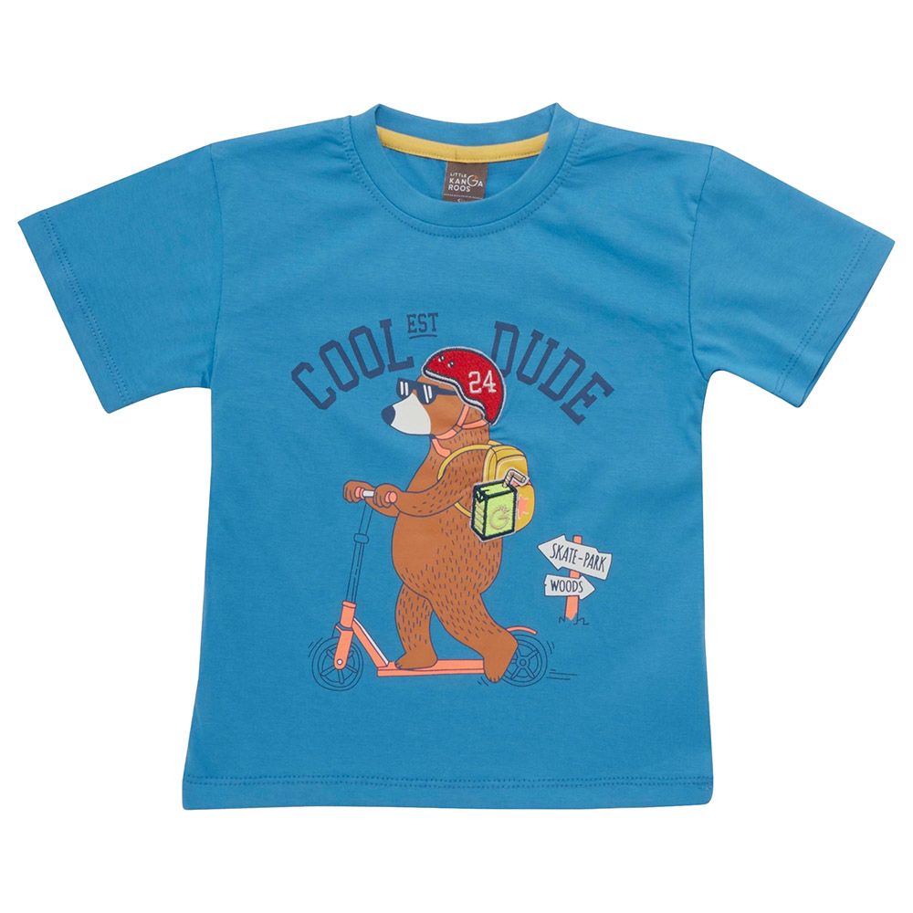 Little Kangaroos - Boy Printed Round Neck T-Shirt - Royal Blue