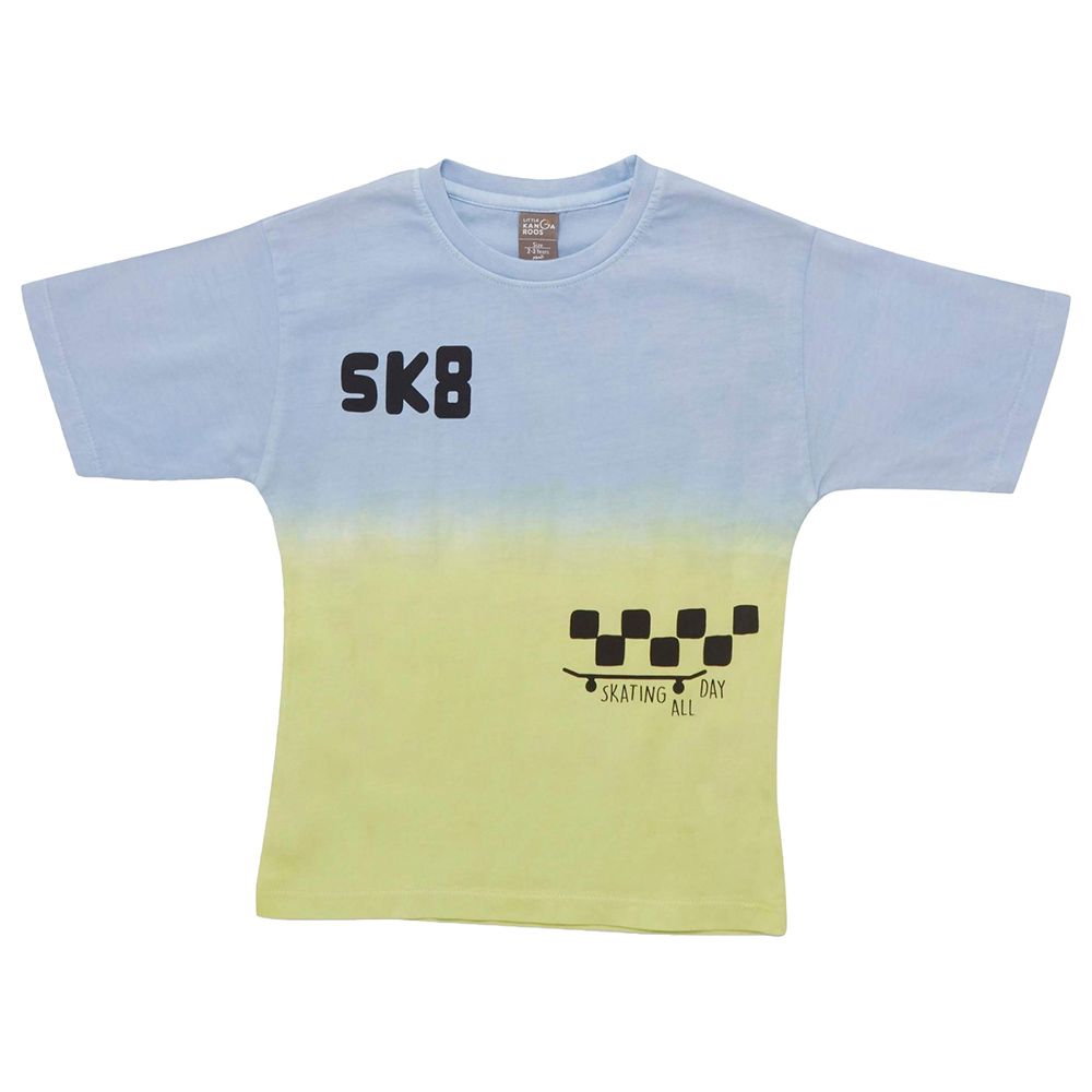 Little Kangaroos - Boy Round Neck T-Shirt - Sky Blue/Green