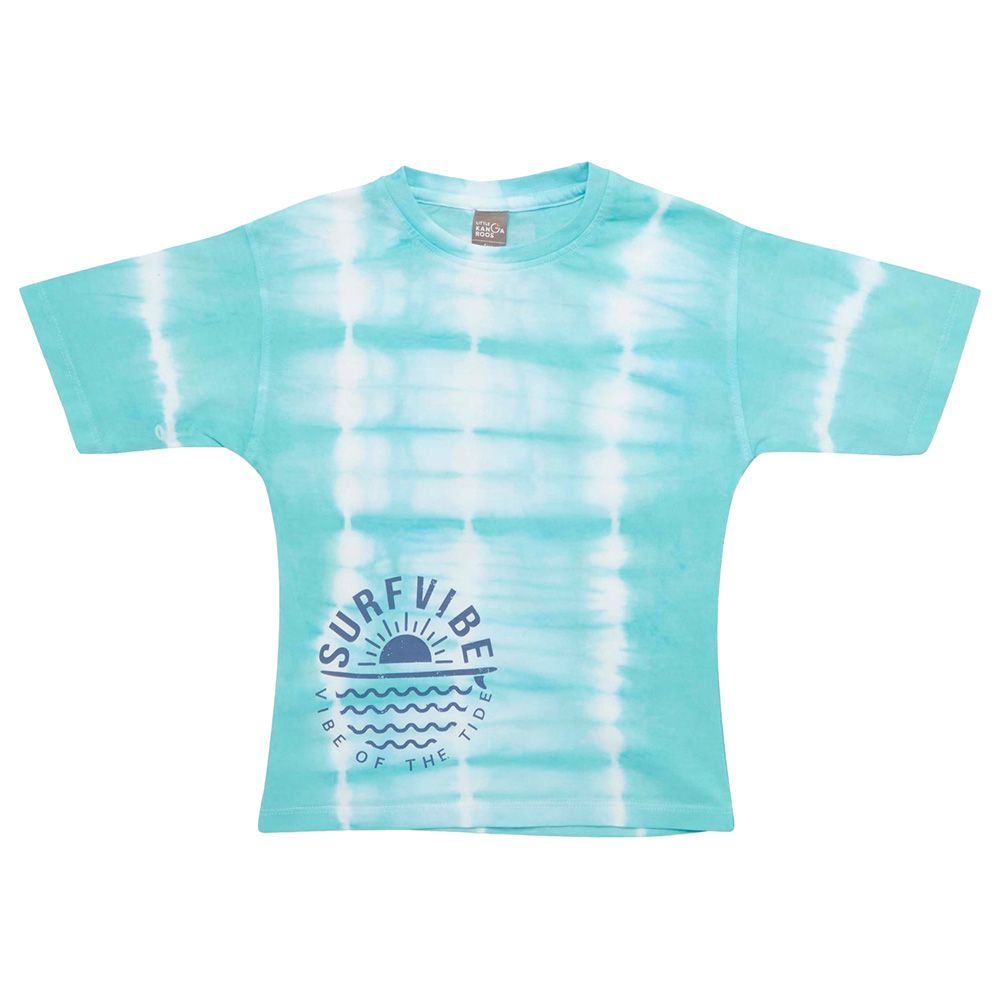 Little Kangaroos - Boy Round Neck Half Sleeve Surfvibe T-Shirt - Aqua