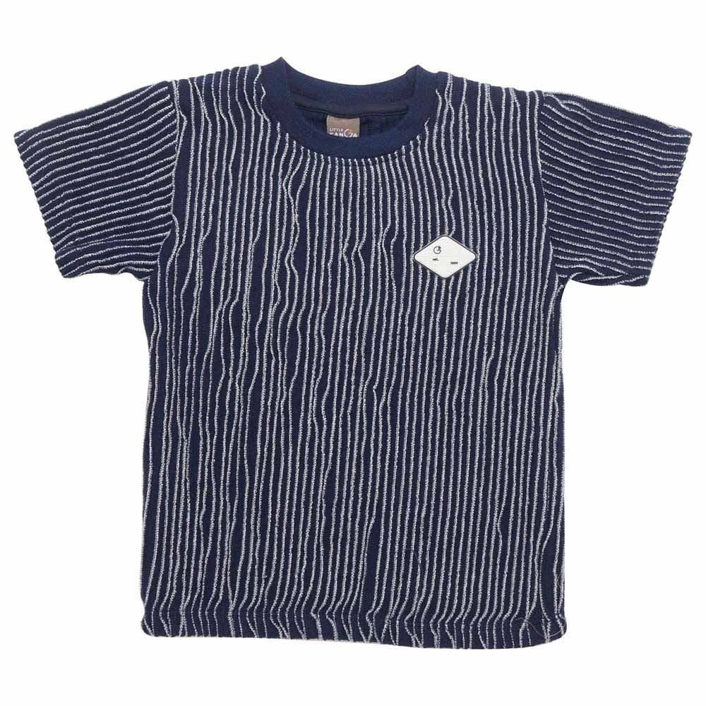 Little Kangaroos - Boy Round Neck Half Sleeve Striped T-Shirt - Navy