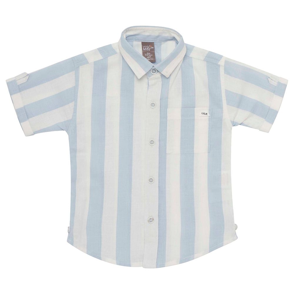 Little Kangaroos - Boy Half Sleeve Striped Shirt - Blue/White