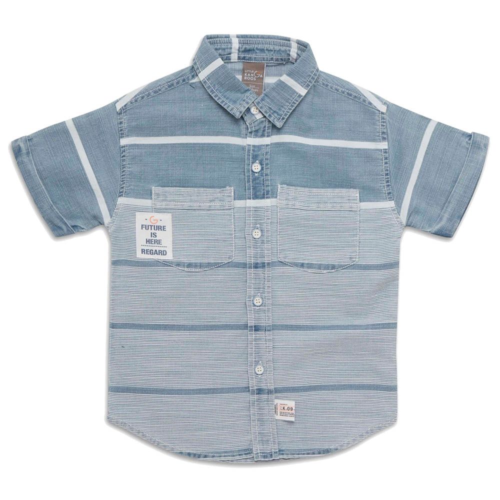 Little Kangaroos - Boy Collar Neck Shirt - Denim Blue