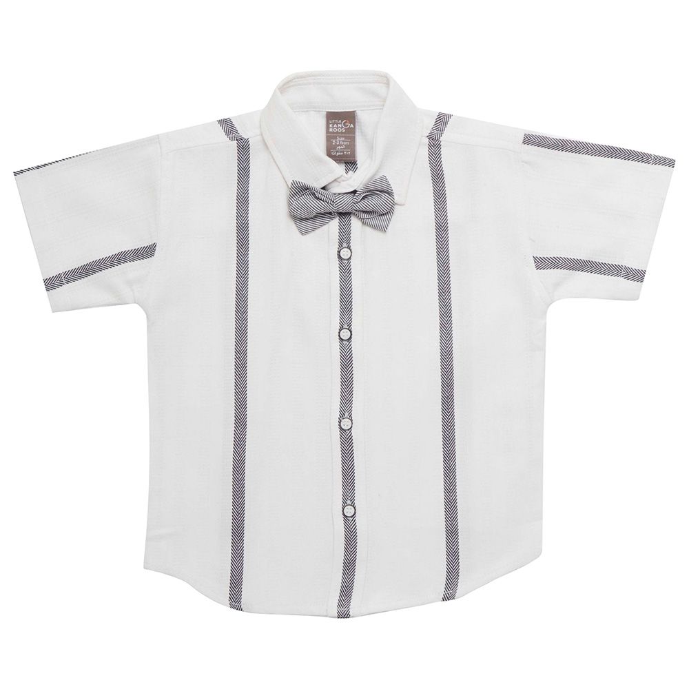 Little Kangaroos - Boy Collar Neck Striped Shirt - White