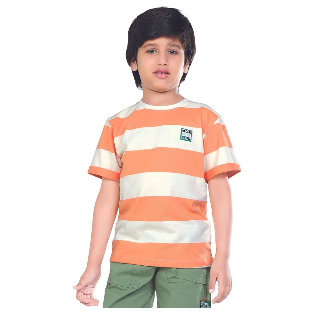 Little Kangaroos - Boy Striped Print T-Shirt - Orange