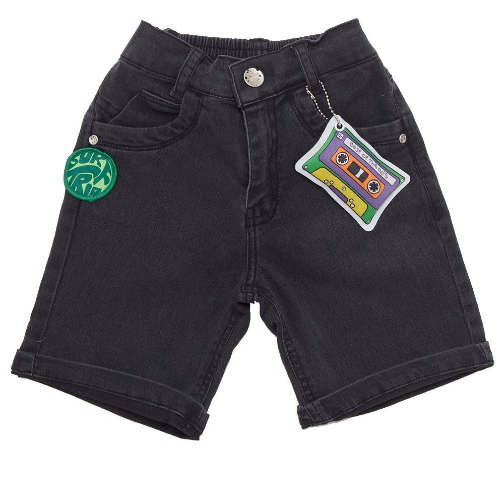 Little Kangaroos - Boy Semi Elasticated Denim Shorts - Black