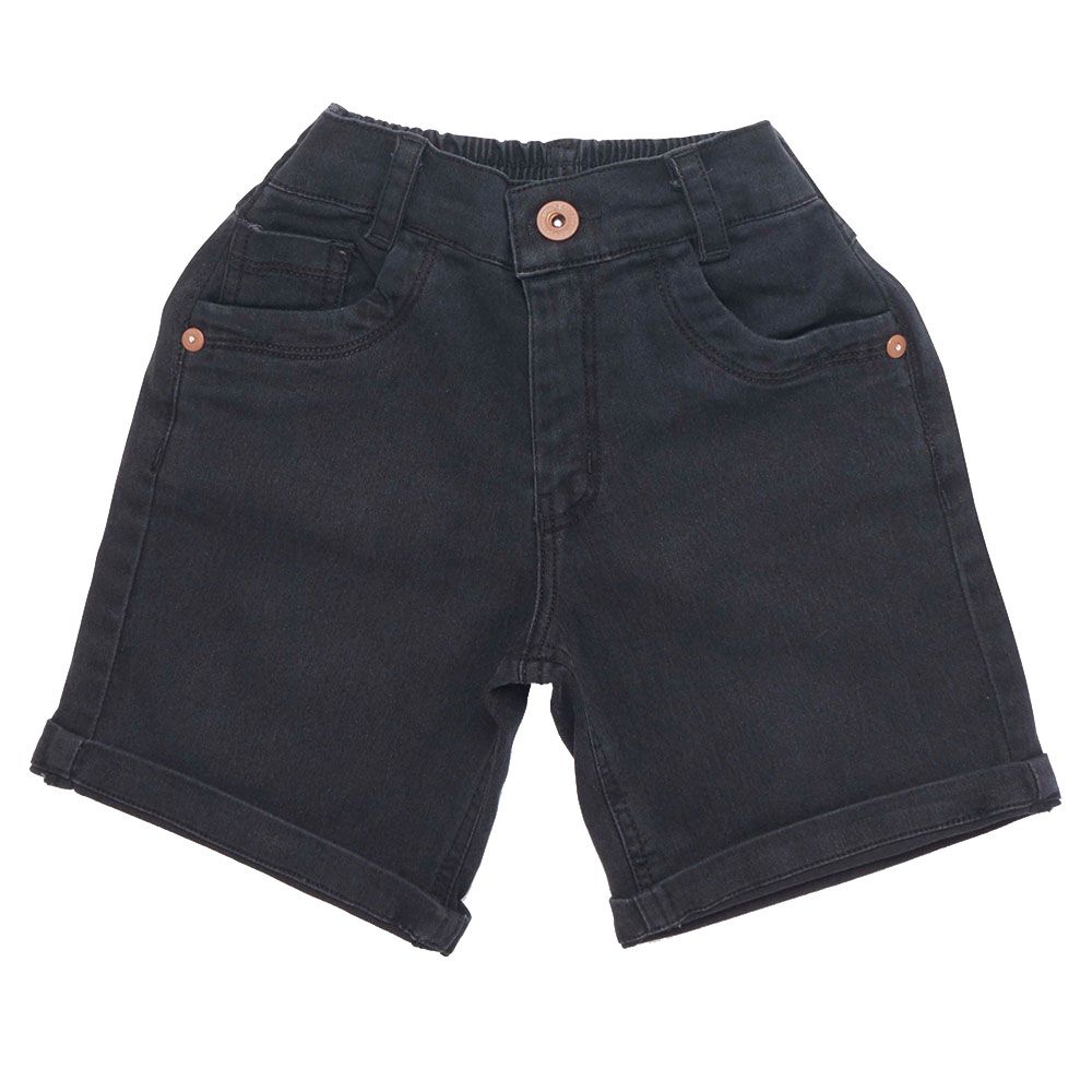 Little Kangaroos - Boy Semi Elastic Denim Shorts - Black