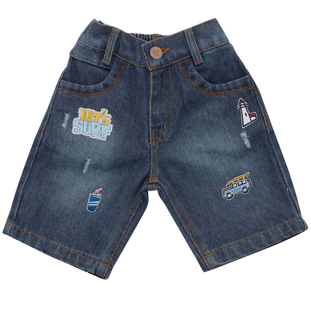 Little Kangaroos - Boy Semi Elasticated Button-Up Denim Shorts - Dark Blue