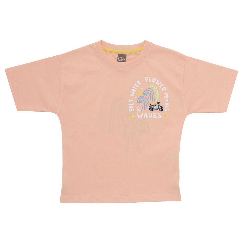 Little Kangaroos - Boy Half Sleeve T-Shirt - Peach