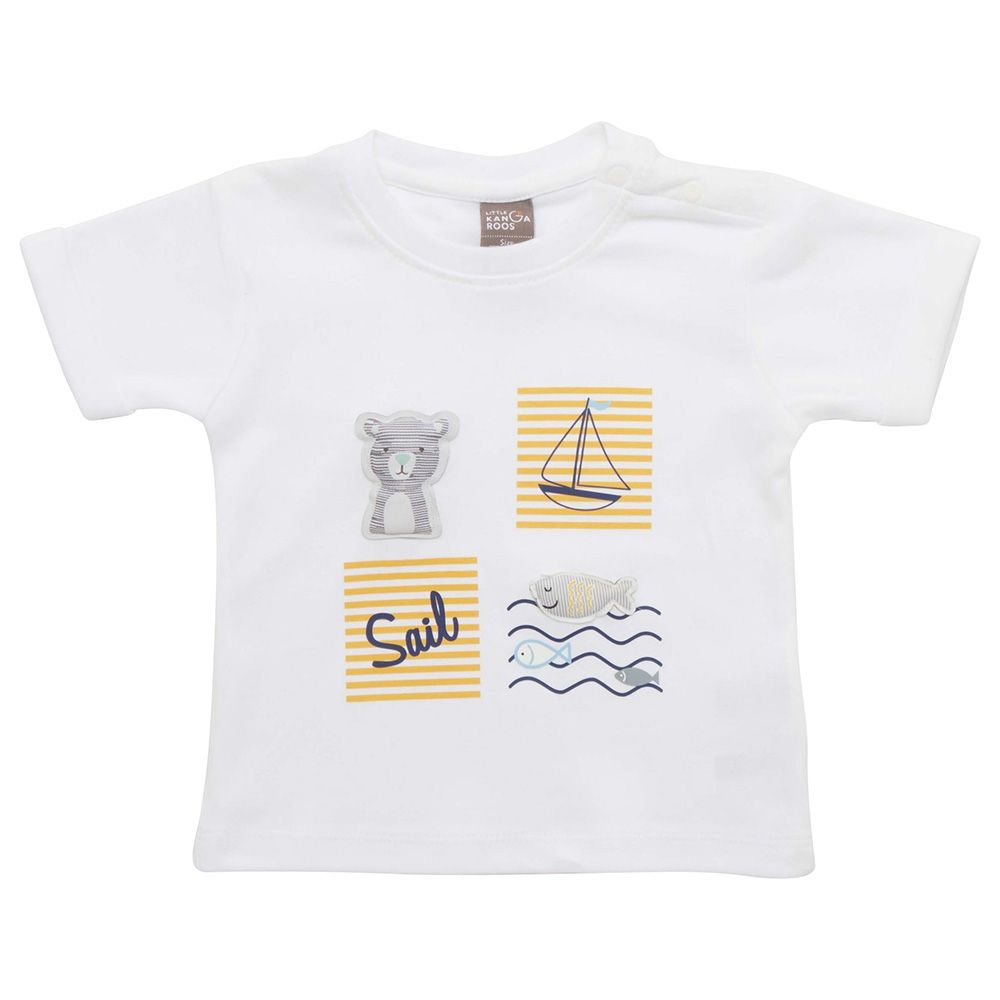 Little Kangaroos - Baby Boy Round Neck Sail T-Shirt - White