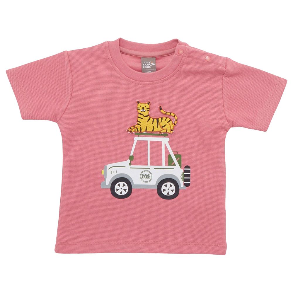 Little Kangaroos - Baby Boy Round Neck T-Shirt - Chalk Pink