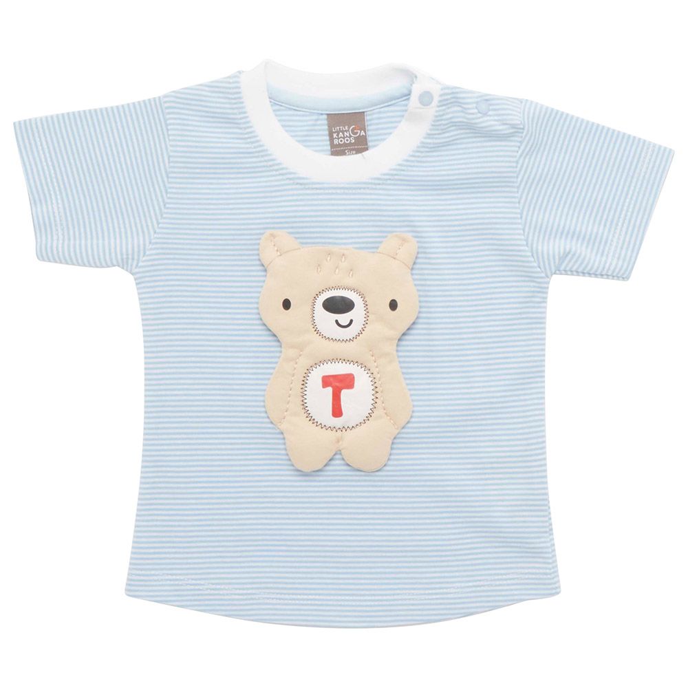 Little Kangaroos - Baby Boy Half Sleeve Bear T-Shirt - Sky Blue