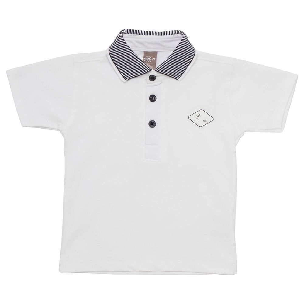 Little Kangaroos - Boy Half Sleeve Polo T-Shirt - White