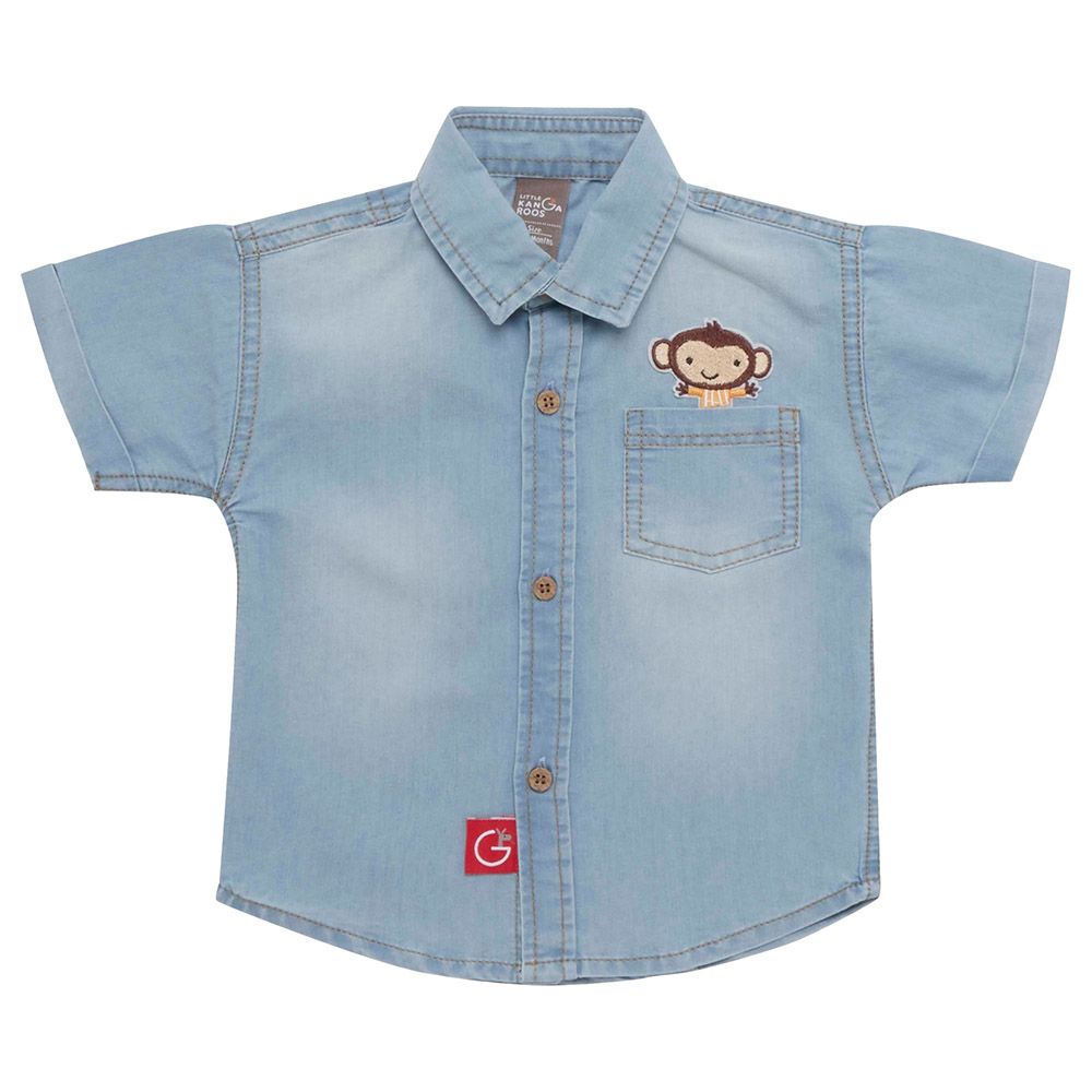 Little Kangaroos - Baby Boy Half Sleeve Shirt - Light Blue