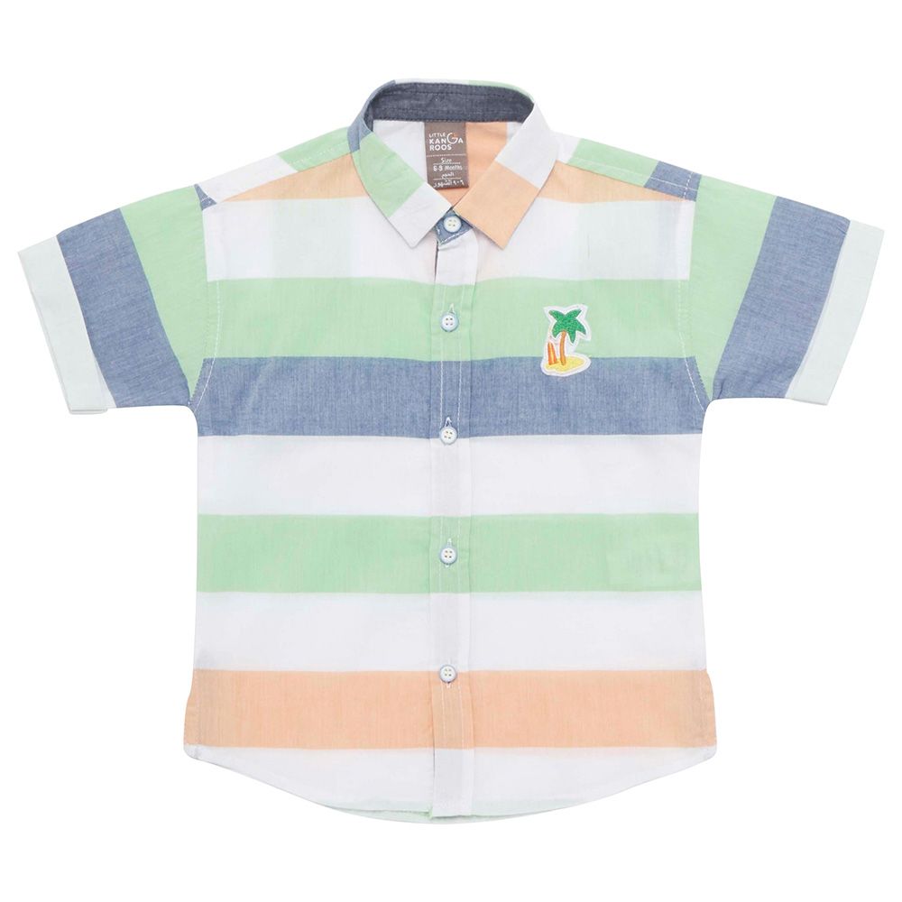 Little Kangaroos - Baby Boy Half Sleeve Shirt - Peach/White