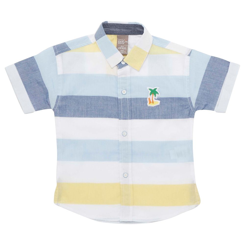 Little Kangaroos - Baby Boy Half Sleeve Shirt - Blue/White