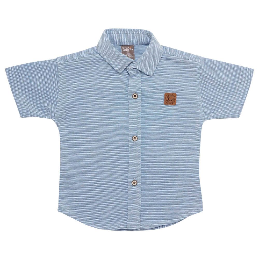 Little Kangaroos - Baby Boy Collar Neck Shirt - Sky Blue