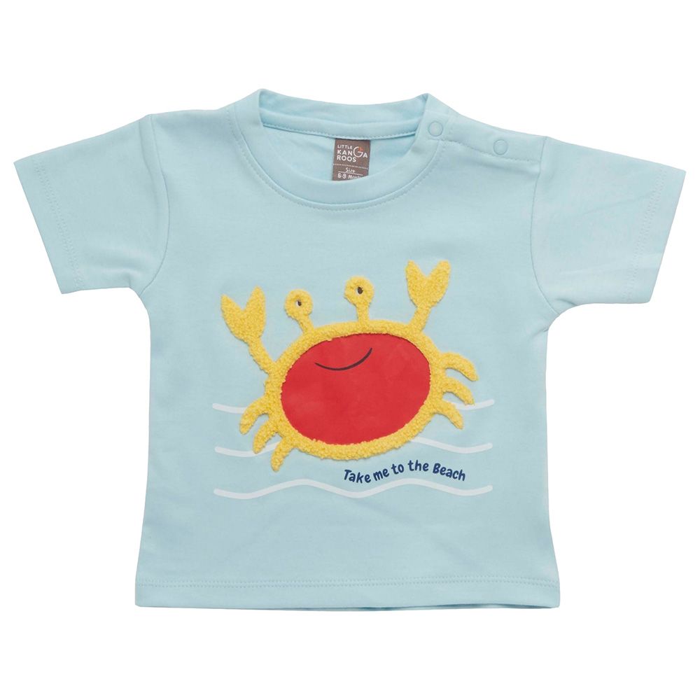 Little Kangaroos - Baby Boy Crab Round Neck T-Shirt - Sky Blue