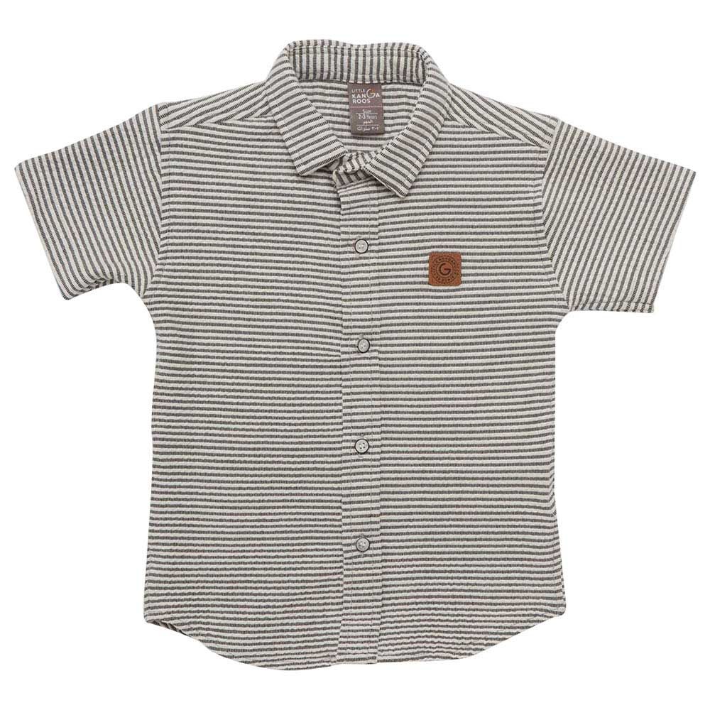 Little Kangaroos - Boy Knitted Striped Shirt - Black/White