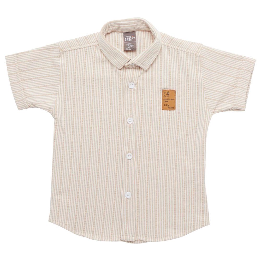 Little Kangaroos - Boy Collar Neck Half Sleeve Shirt - Fawn