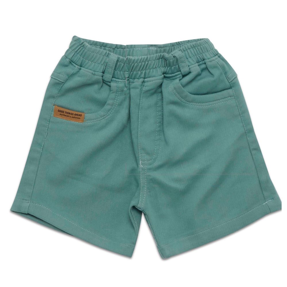 Little Kangaroos - Baby Boy Full Elastic Denim Shorts - Olive