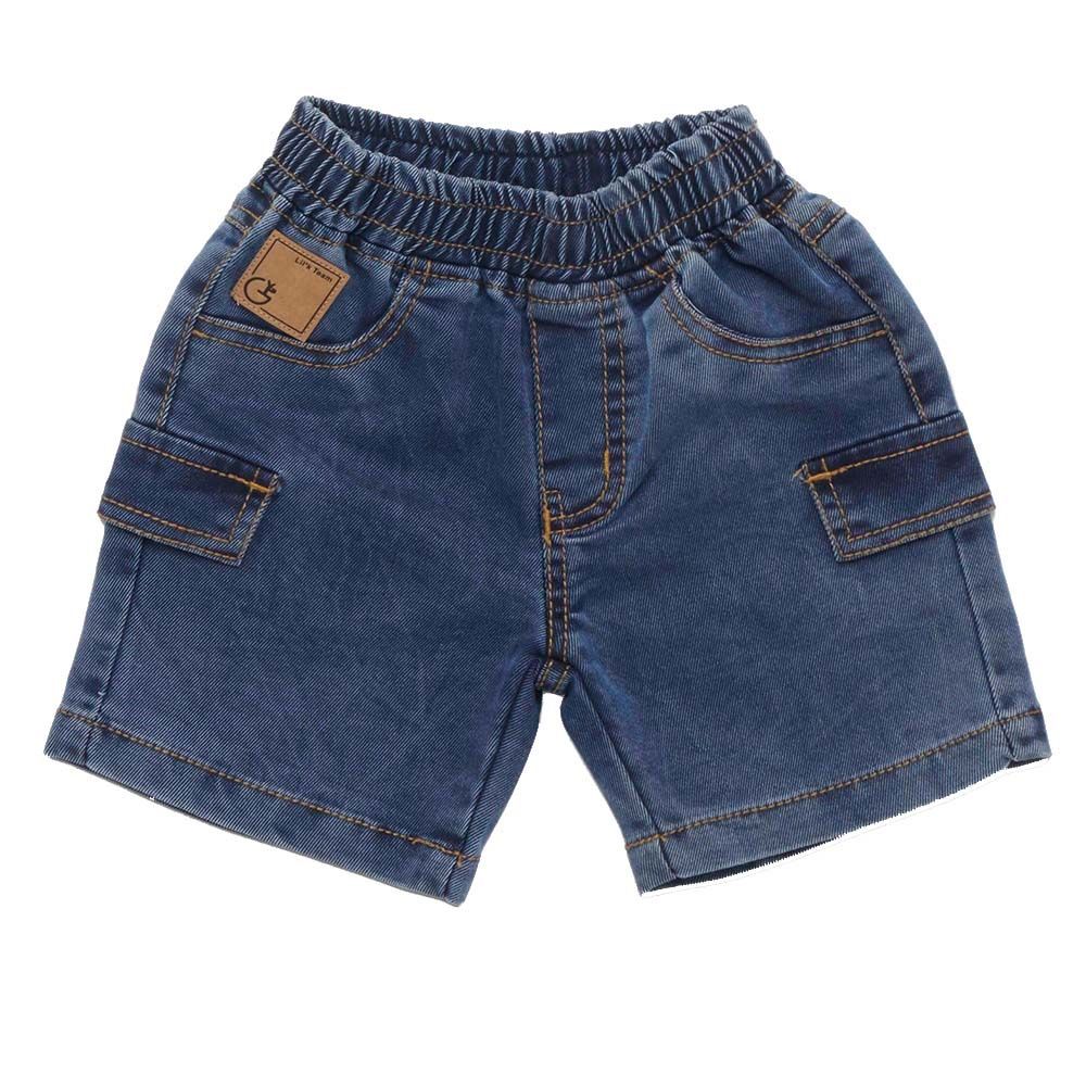 Little Kangaroos - Baby Boy Full Elastic Denim Shorts - Light Blue