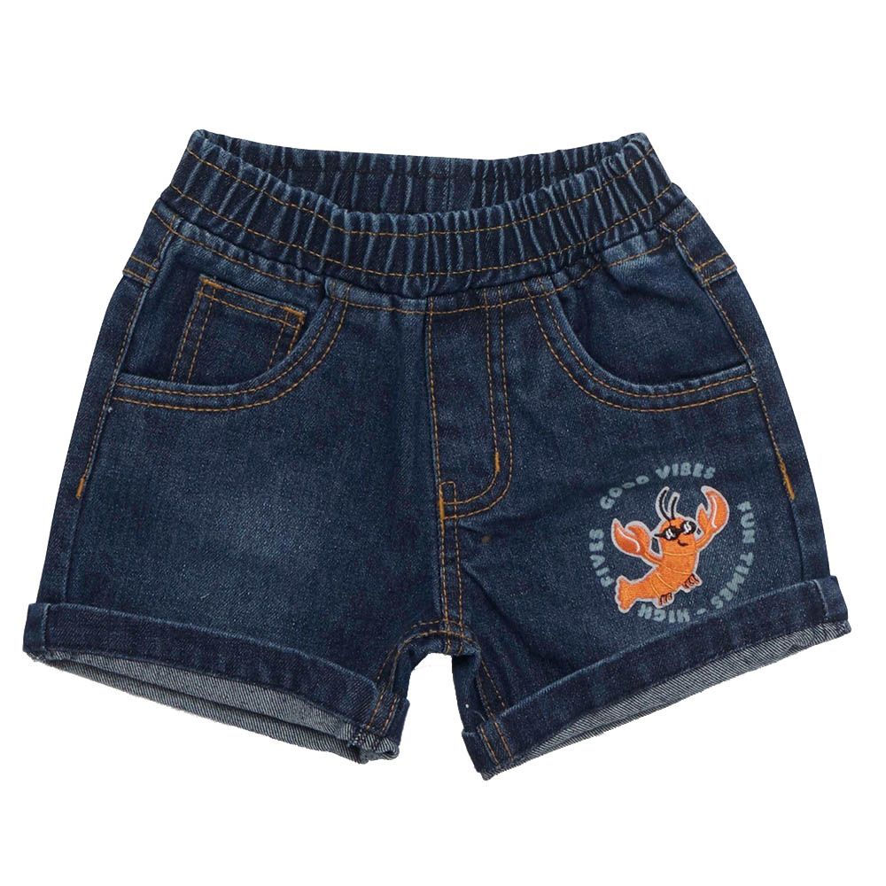 Little Kangaroos - Baby Boy Fully Elasticated Denim Shorts - Dark Blue