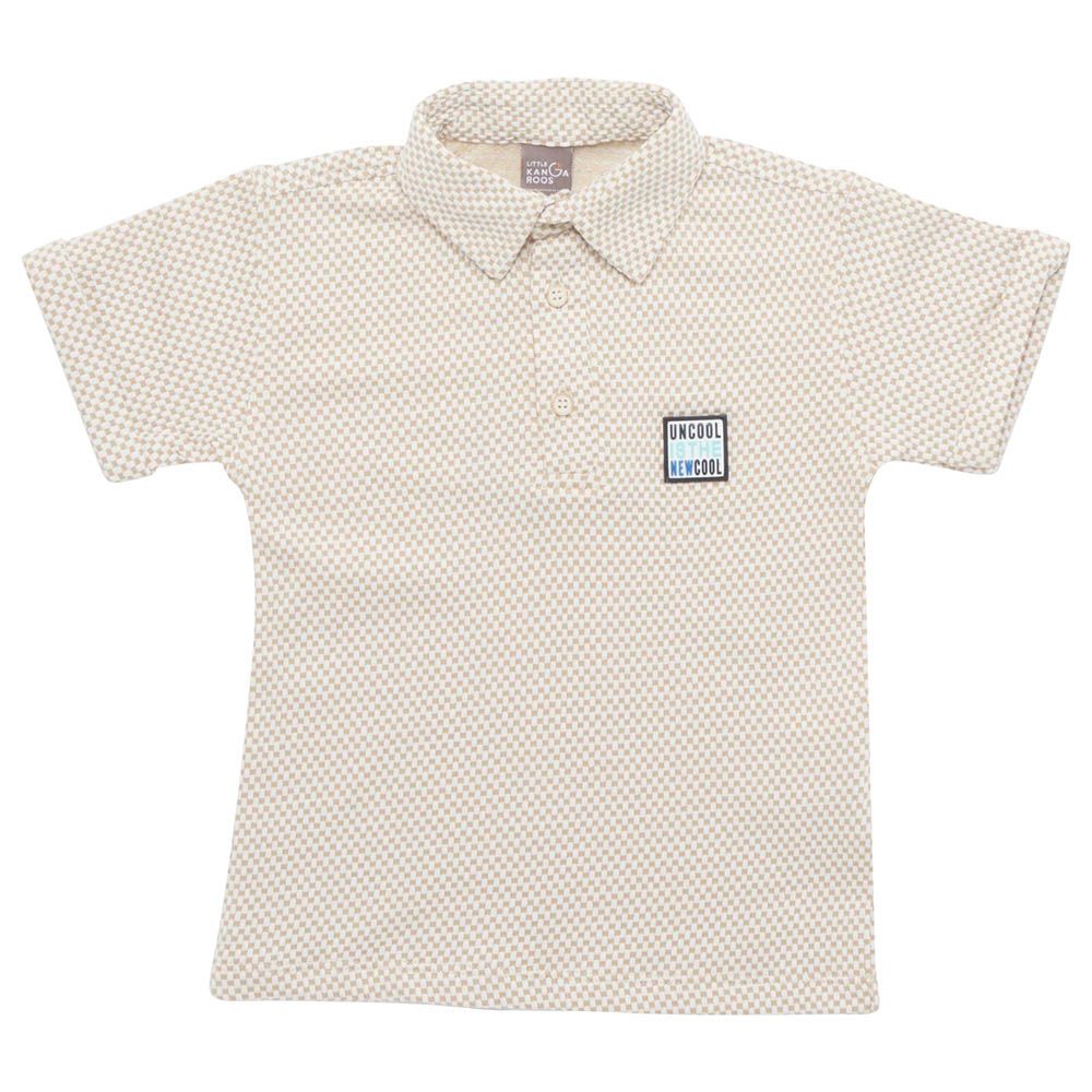 Little Kangaroos - Boy Half Sleeve Printed Polo T-Shirt - Fawn