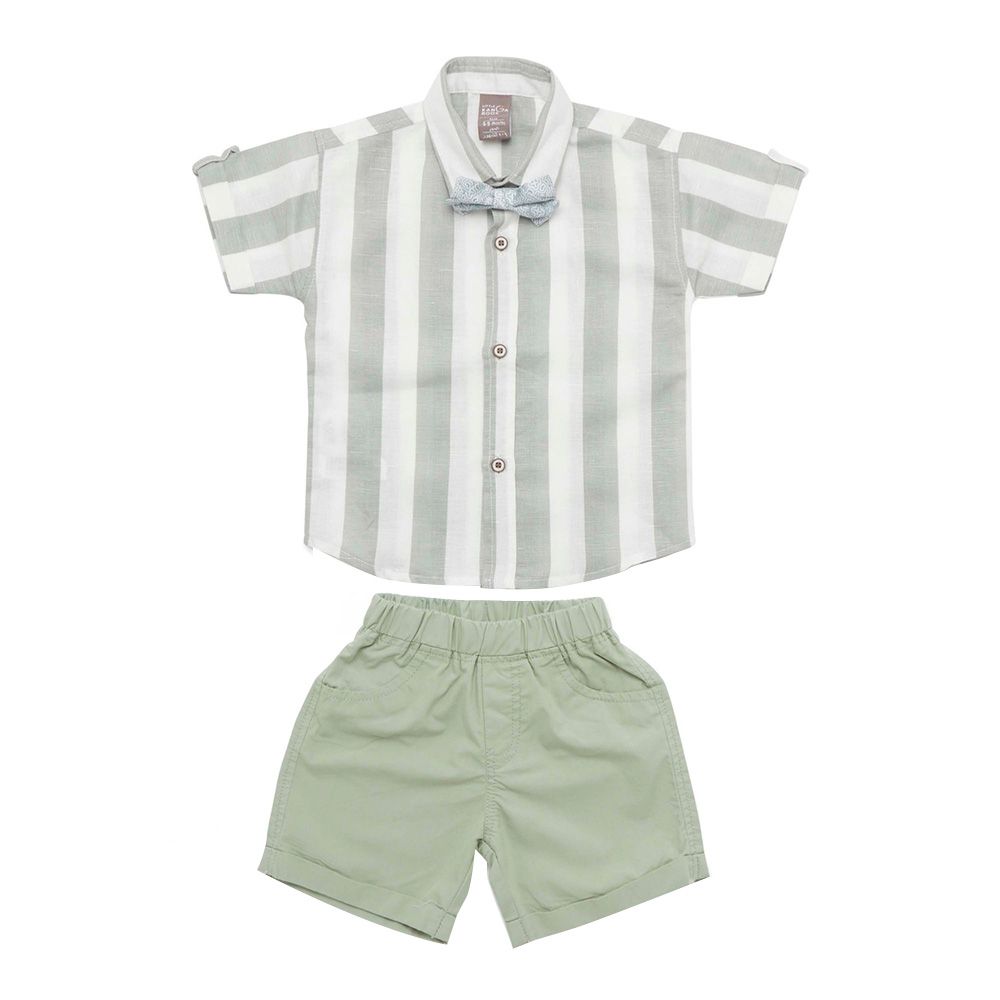 Little Kangaroos - 2pc-Set - Baby Boy Stripes Shirt & Shorts - Pista