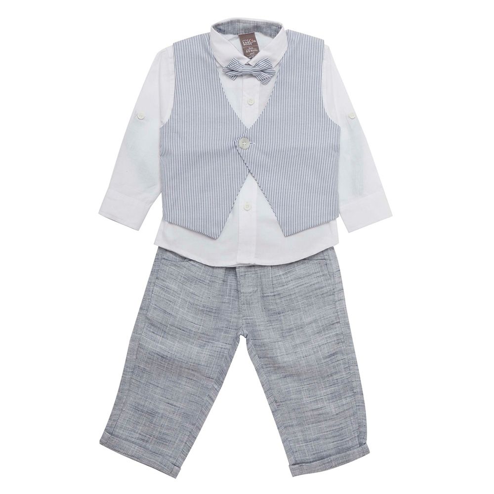 Little Kangaroos - 3pc-Set - Baby Boy Shirt & Waistcoat & Pants - Blue