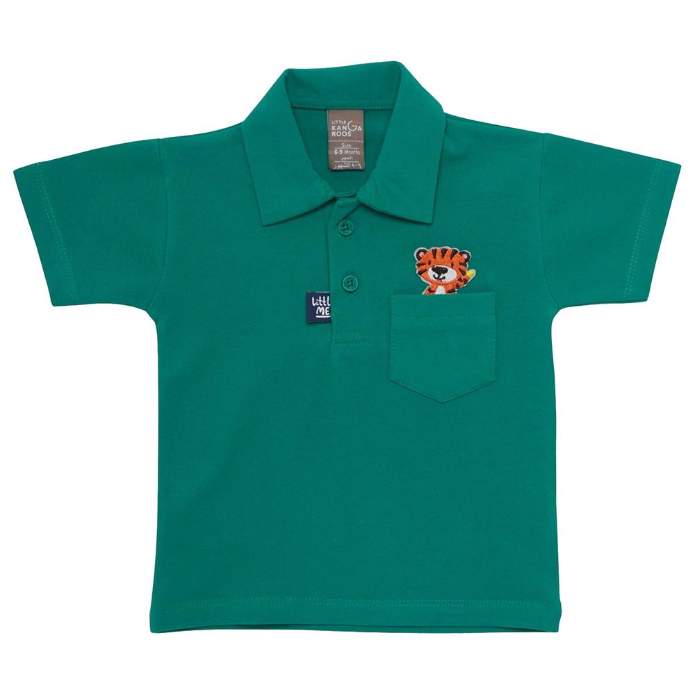 Little Kangaroos - Baby Boy Half Sleeve Polo T-Shirt - Dark Green