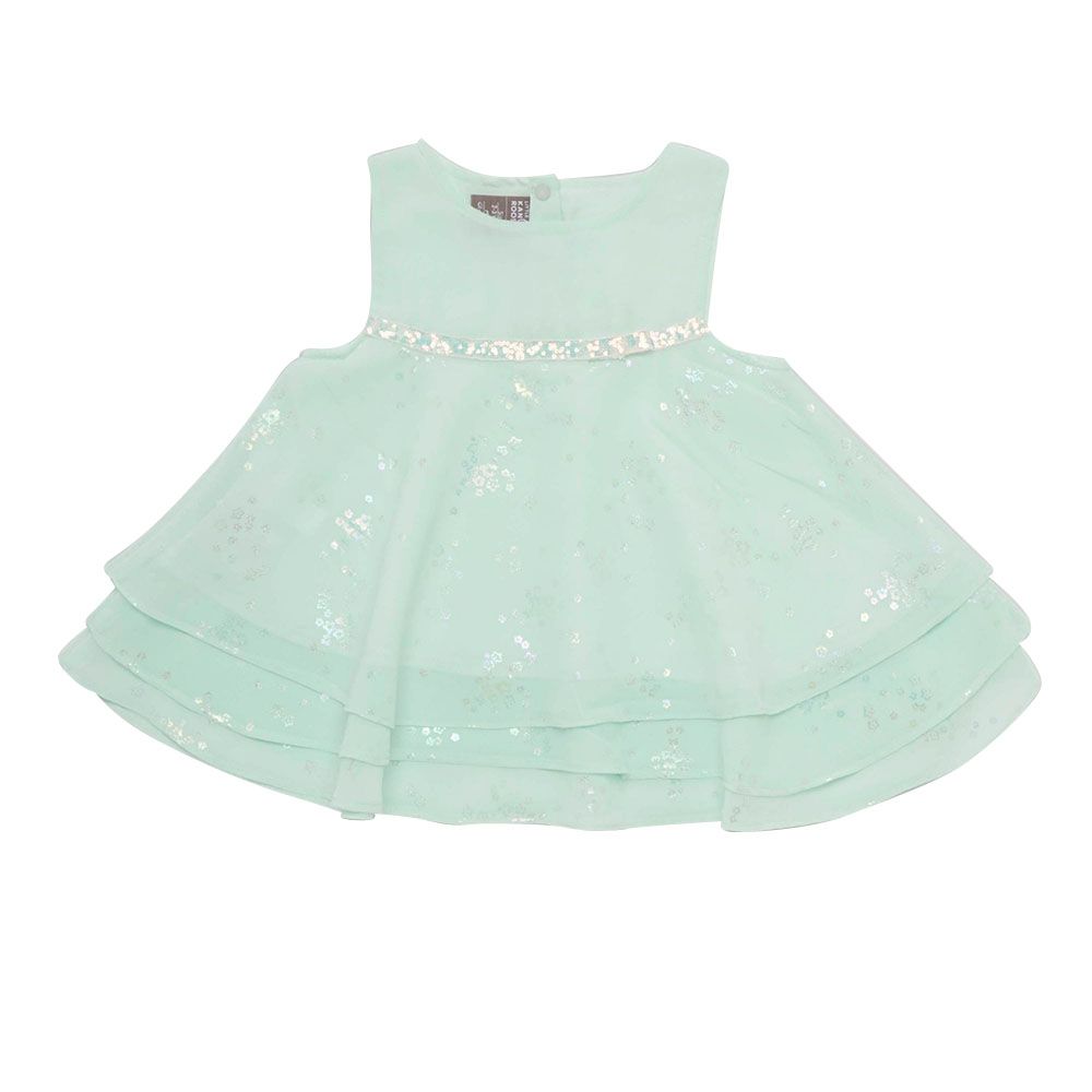 Little Kangaroos - Girl Sleeveless Flare Top - Baby Aqua