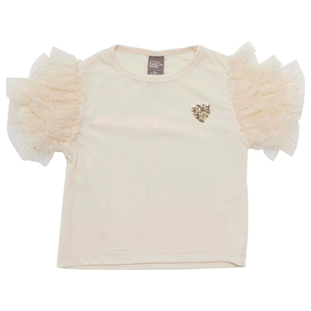 Little Kangaroos - Girl Flare Sleeve Fashion Top - Fawn