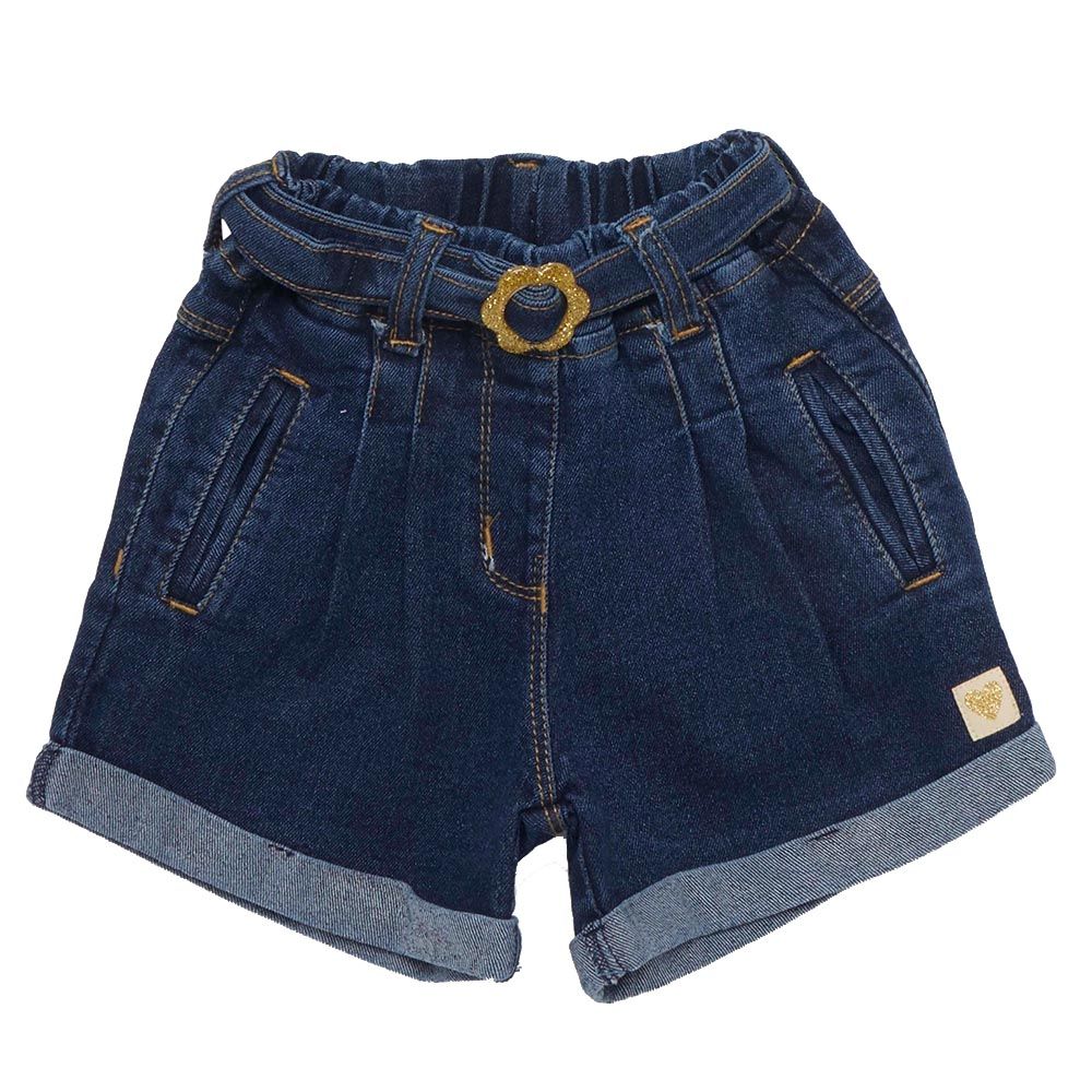 Little Kangaroos - Girl Elasticated Denim Shorts - Dark Blue