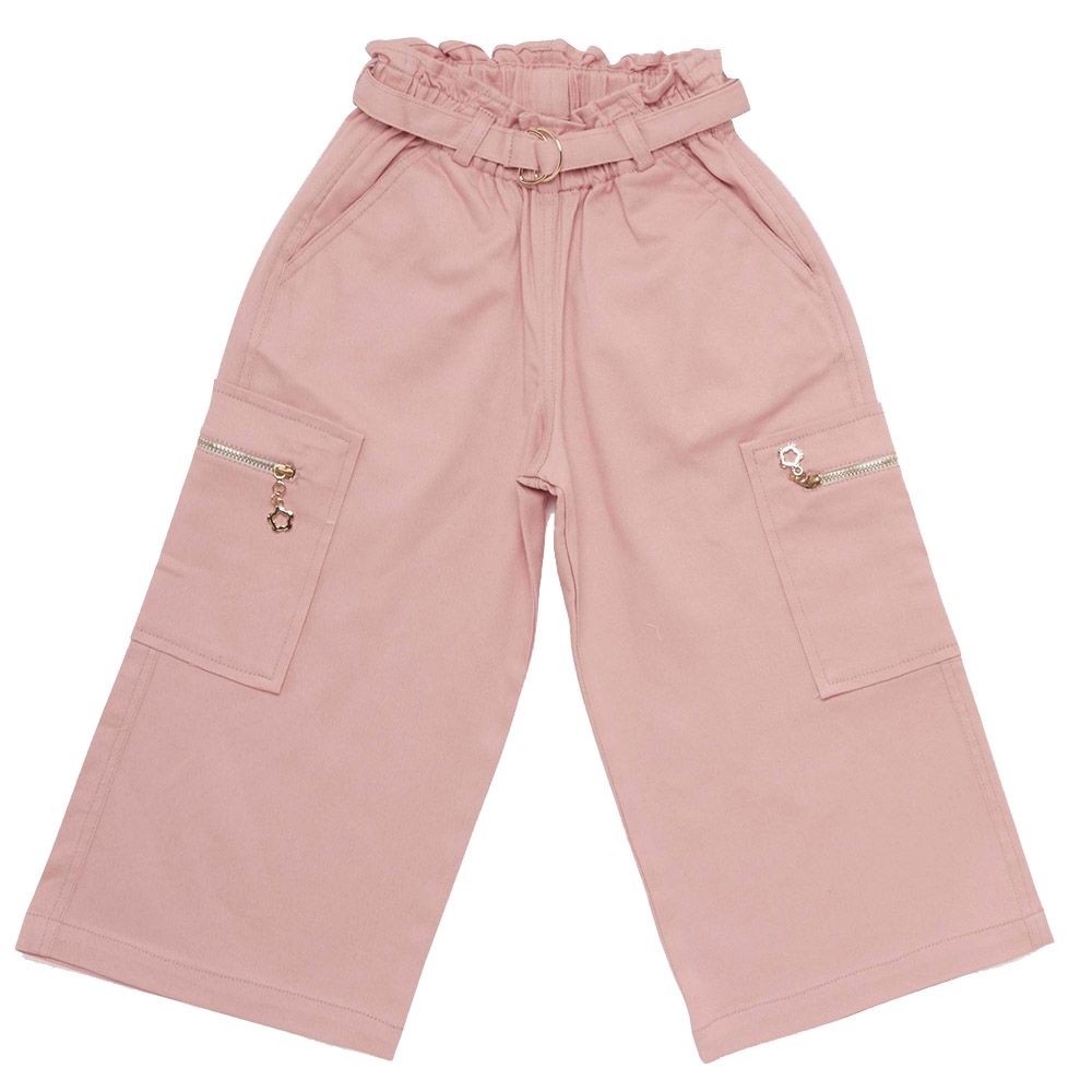 Little Kangaroos - 2pc-Set - Girl Elasticated Twill Pants w/ Belt - Chalk Pink