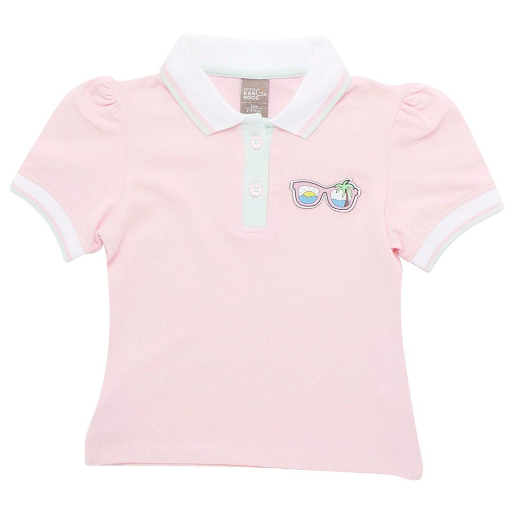 Little Kangaroos - Girl Short Sleeve Polo T-Shirt - Ballet Pink